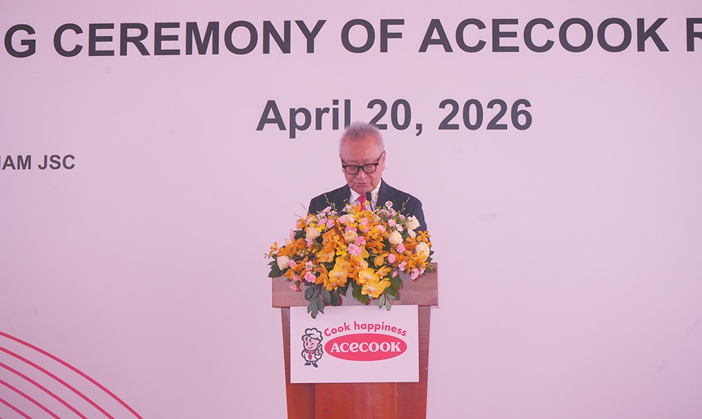 Ông Kaneda Hiroki – Tổng Giám đốc Acecook Việt Nam phát biểu trong buổi Lễ động thổ