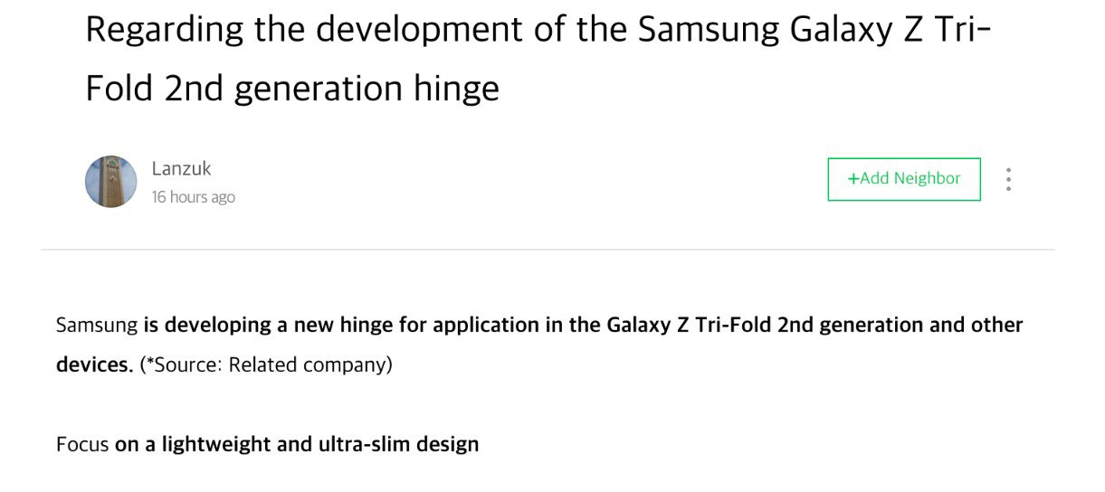 Tin đồn về Galaxy Z TriFold 2.