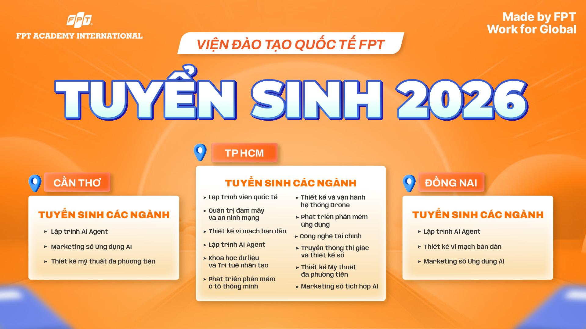 12 chuyên ngành đào tạo tại Viện Đào tạo Quốc tế FPT