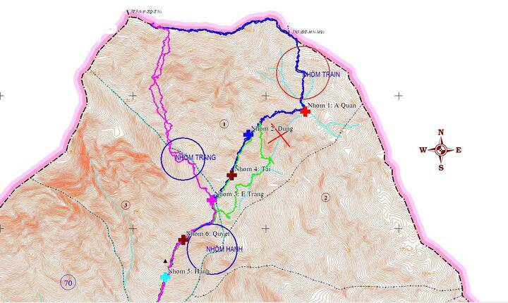Toạ độ khoanh vùng tìm kiếm nam sinh mất tích.