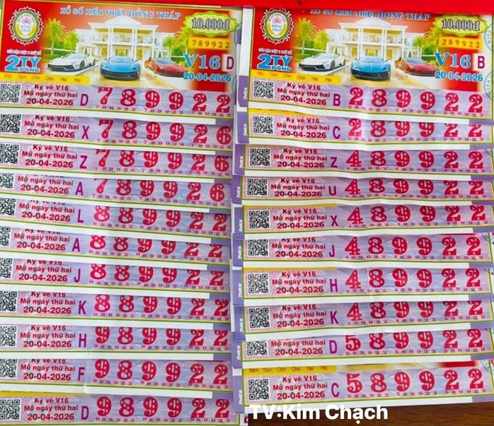 Giải độc đắc của vé số Đồng Tháp trúng tại tỉnh An Giang. Ảnh: Tiệm vàng Kim Chạch