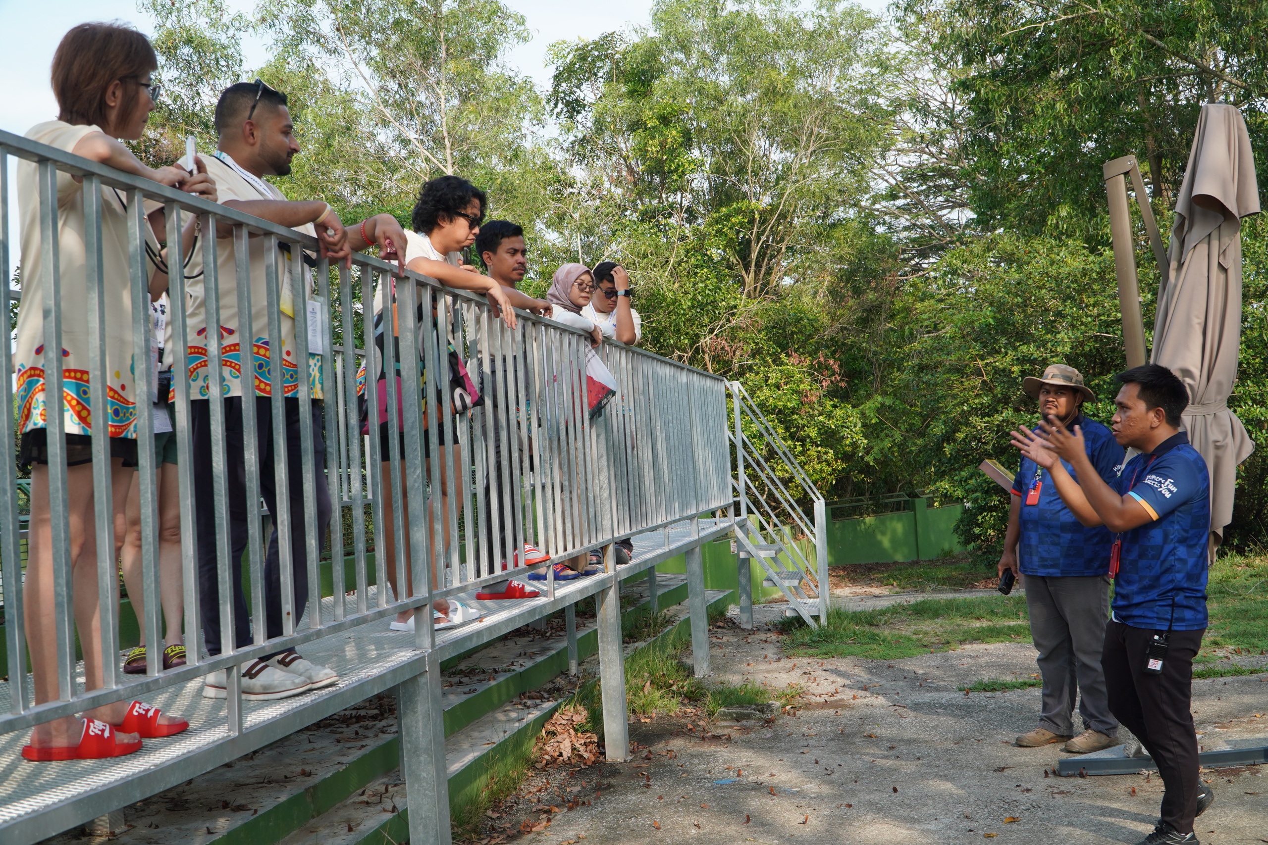Du khách cho hà mã ăn trái cây, nghe kể về khu đầm lầy cá sấu và tham quan các điểm trong công viên
