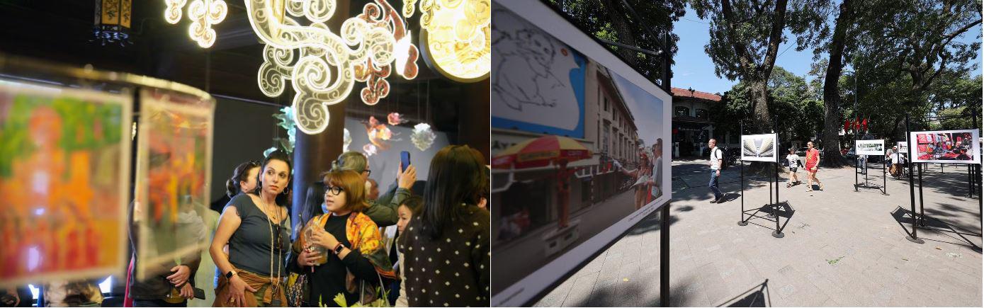 Không chỉ ăn uống hay mua sắm, nhiều du khách còn dừng chân tại các không gian quanh hồ để xem biểu diễn đường phố, tham gia trò chơi dân gian hoặc giao lưu với người dân địa phương.