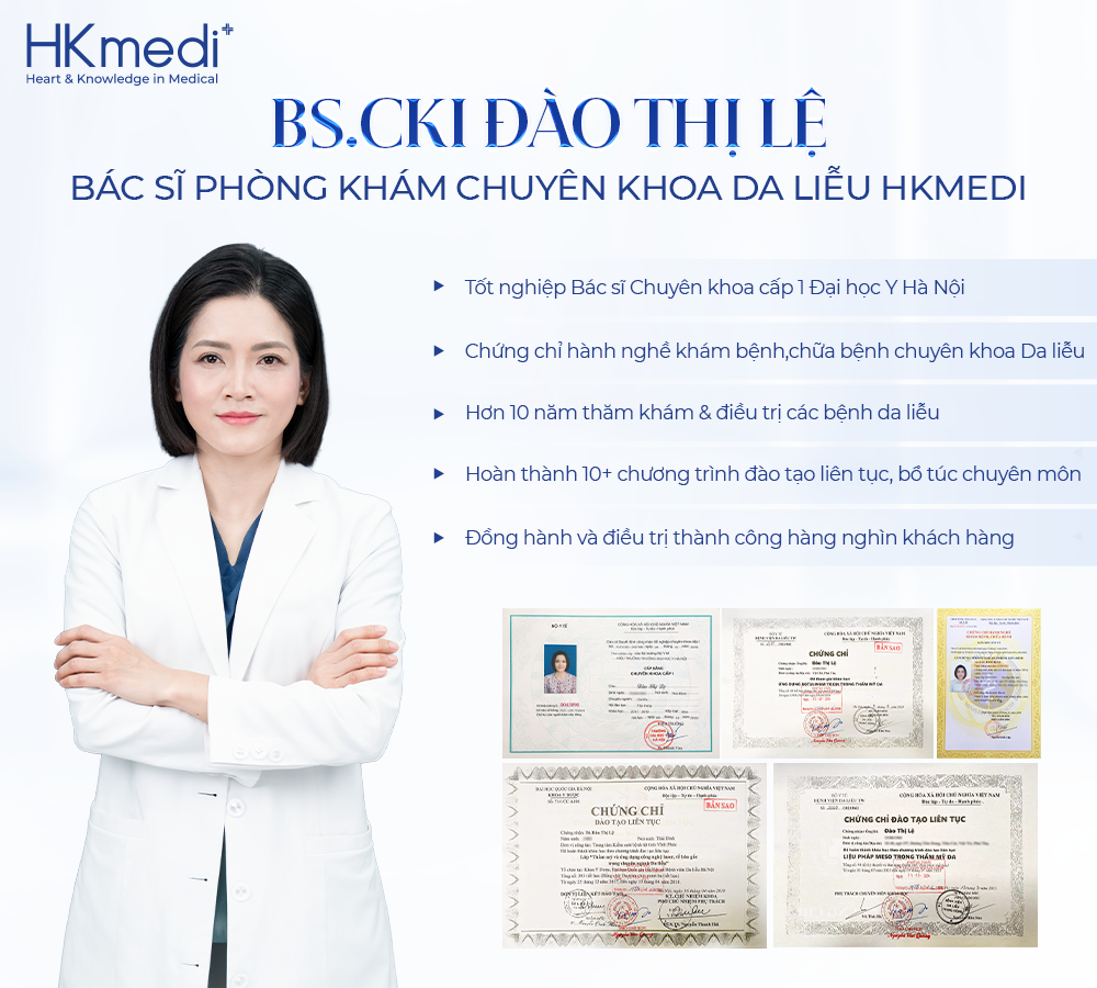 BS CKI Đào Thị Lệ với nền tảng đào tạo bài bản và kinh nghiệm lâm sàng trong điều trị da liễu