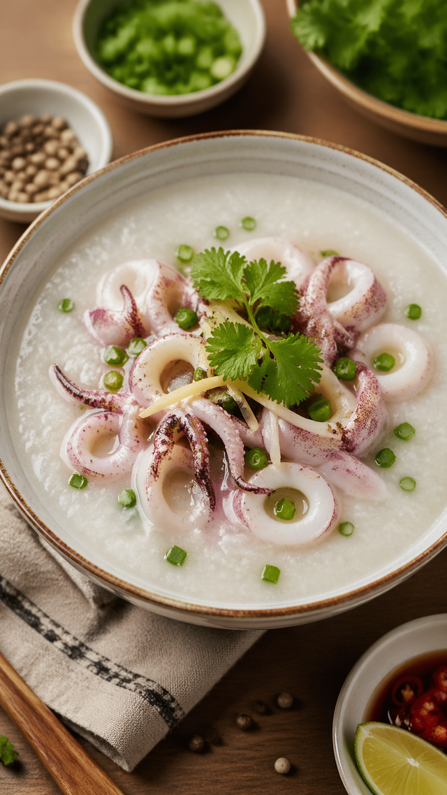 Cháo mực là món ăn giàu dinh dưỡng, cung cấp nhiều protein, vitamin và khoáng chất tốt cho sức khỏe.