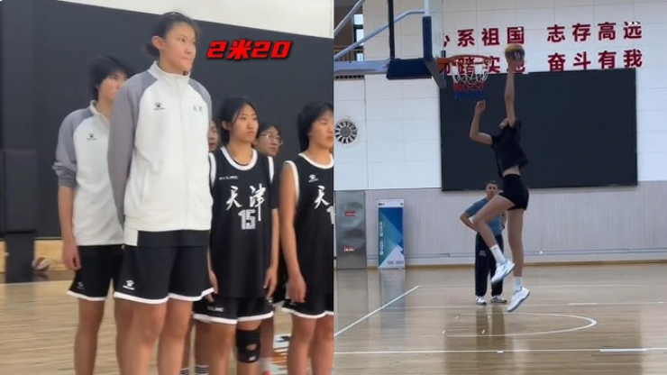 Cao Xichen (cô bé cao nhất) trở nên nổi bật hơn khi bỏ bóng chuyền tới với bóng rổ