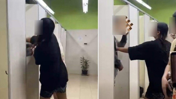 Người phụ nữ tấn công kẻ quay lén.