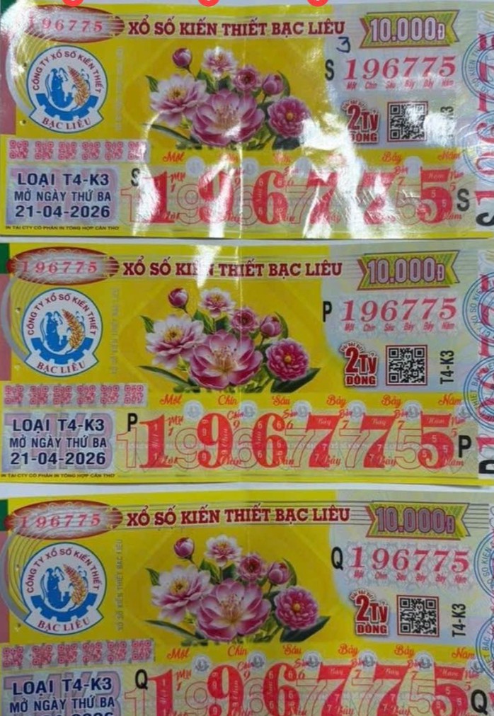 Giải độc đắc của vé số Bạc Liêu trúng tại tỉnh Đồng Tháp. Ảnh: ĐLVS Hổ