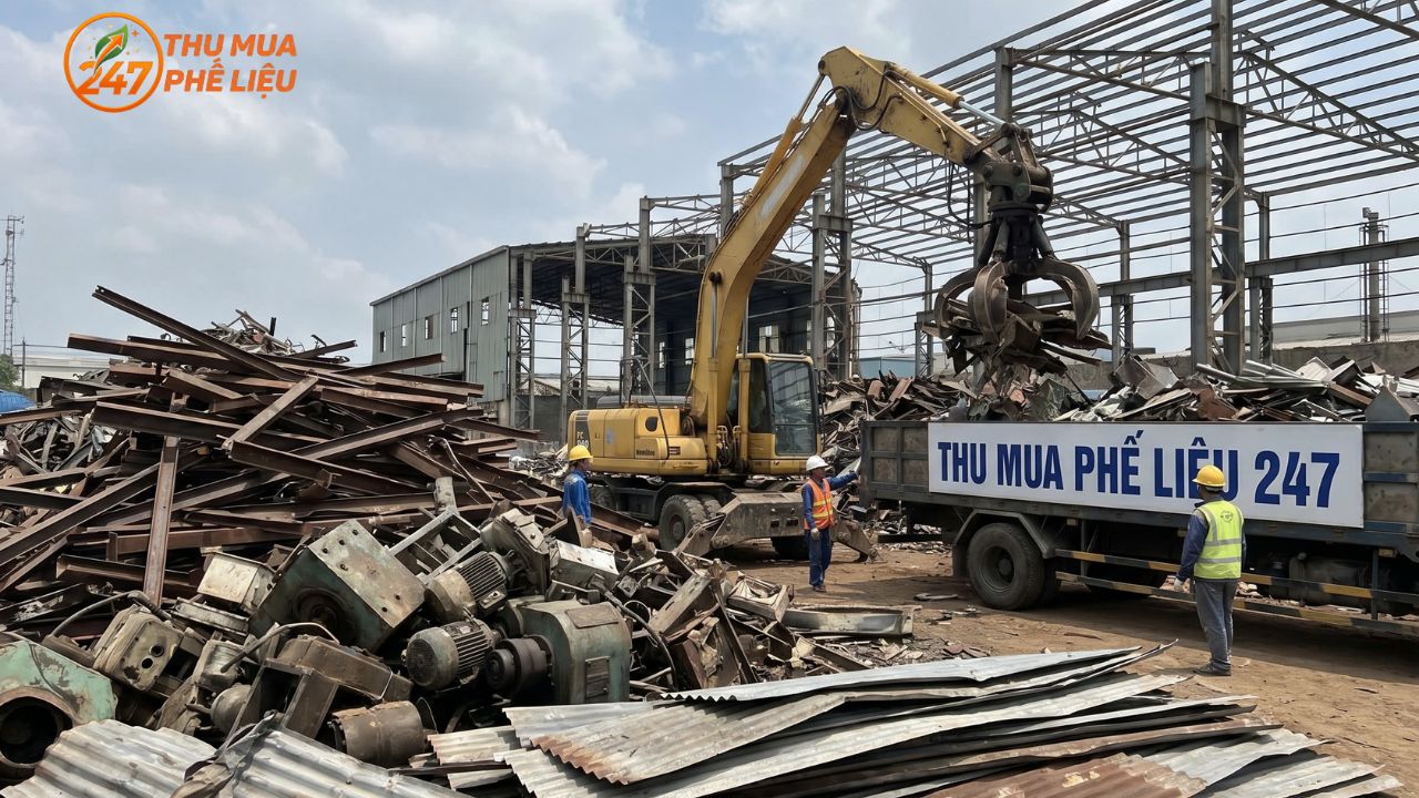 Hình ảnh thu mua phế liệu sắt đang được tháo dỡ