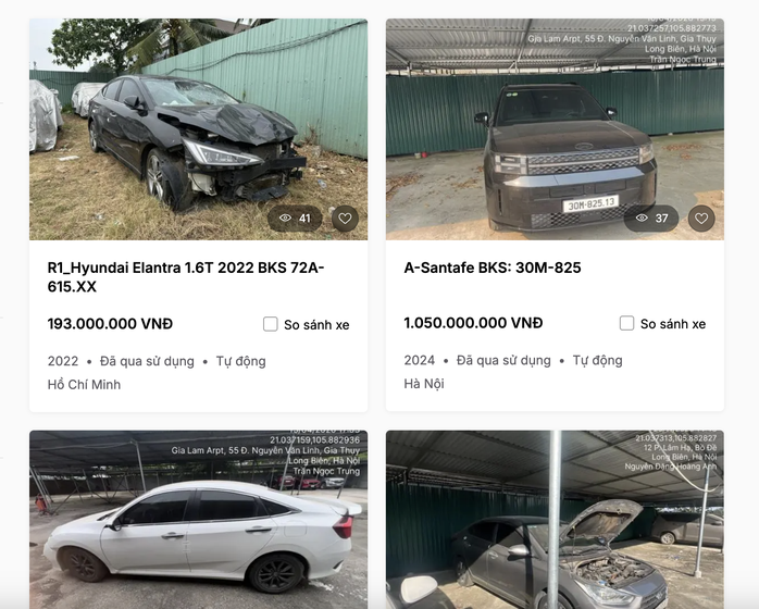 Nhiều ngân hàng thông báo thu giữ hoặc bán đấu giá tài sản thế chấp là ô tô