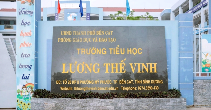 Cổng trường Tiểu học Lương Thế Vinh, phường Bến Cát. Ảnh: Website nhà trường