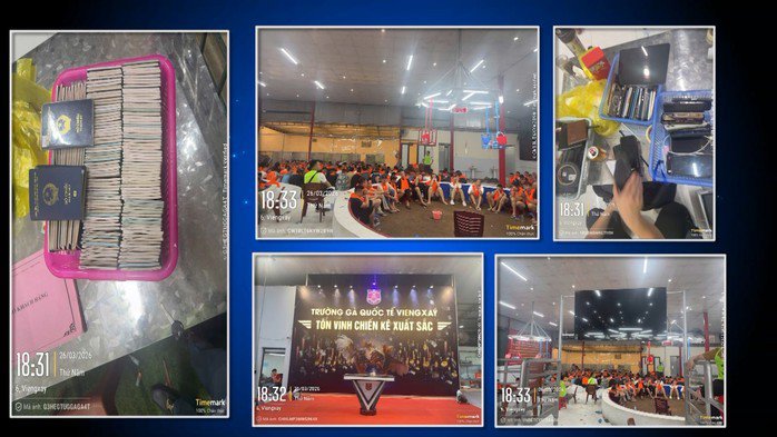 Các hình ảnh lực lượng công an triệt phá đường dây. Ảnh: Công an Thanh Hóa