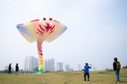 Hàng trăm người thả diều ở vùng ven Hà Nội