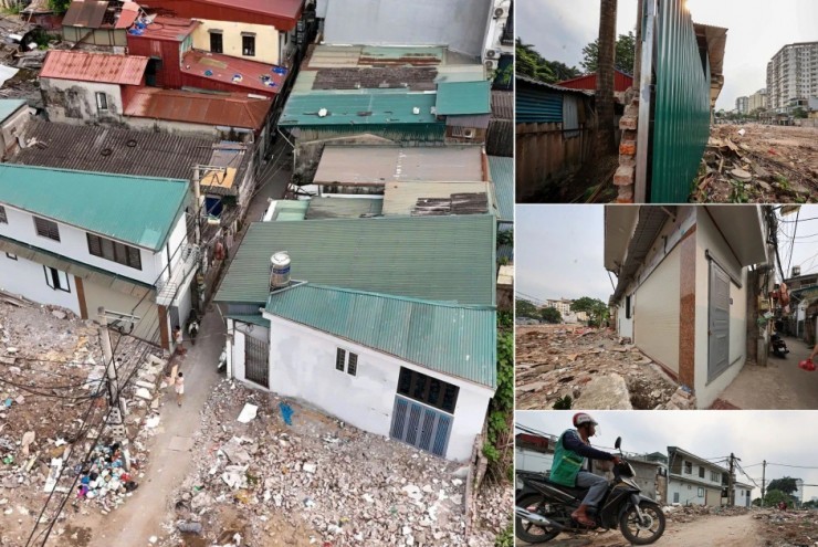 Cận cảnh nhà siêu mỏng, siêu méo tái diễn trên tuyến đường 500m mới mở ở Hà Nội