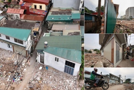 Cận cảnh nhà siêu mỏng, siêu méo tái diễn trên tuyến đường 500m mới mở ở Hà Nội