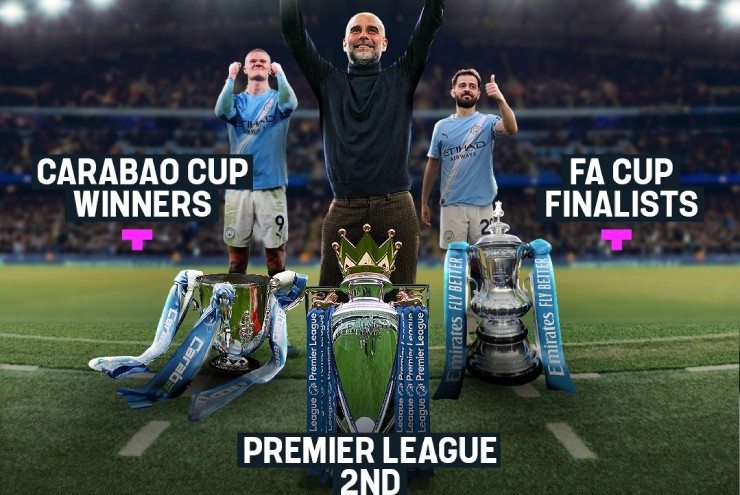 Pep nói về cơ hội "ăn 3" của Man City, fan Arsenal cầu xin nhường cúp
