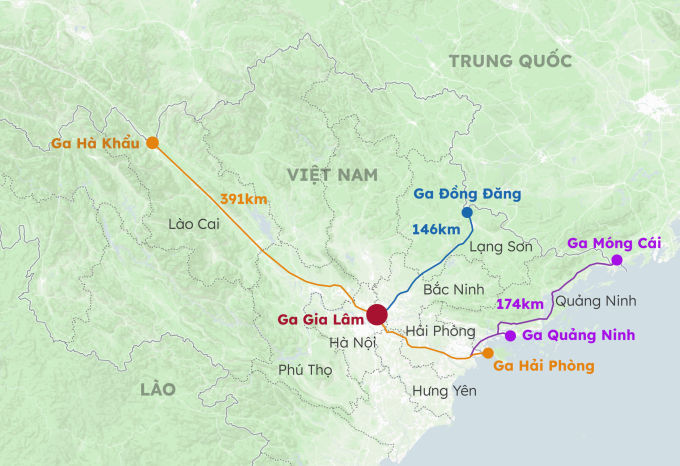 Ba tuyến đường sắt kết nối Trung Quốc. Đồ họa: Hoàng Khánh