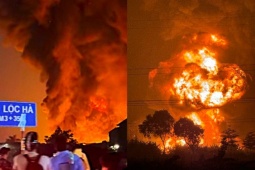 Cháy lớn tại Lộc Hà: Nhiệt lớn, khí độc dày đặc, phải dùng rô-bốt chữa cháy