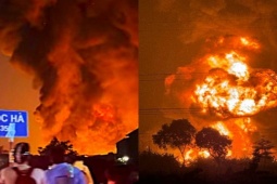 Cháy lớn tại Lộc Hà: Nhiệt lớn, khí độc dày đặc, phải dùng rô-bốt chữa cháy