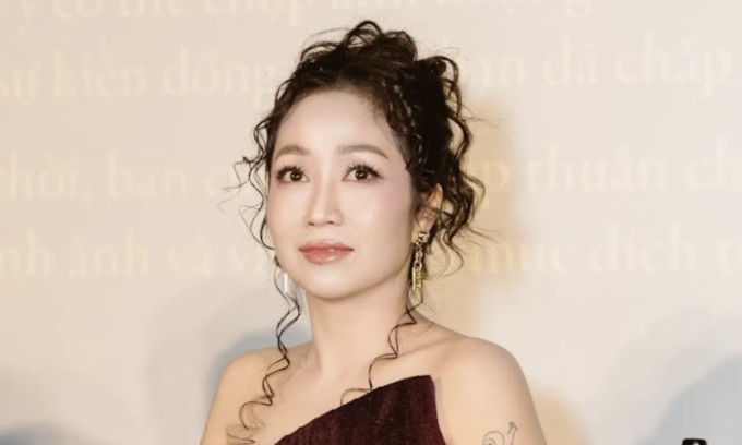 Ốc Thanh Vân tại buổi công chiếu dự án "Heo năm móng" tại TP HCM, hôm 22/4. Ảnh: Thanh Huyền