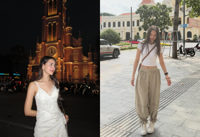 Yaya dạo chơi nhà thờ Tân Định và phố đi bộ Nguyễn Huệ. Ảnh: Instagram Urassayas