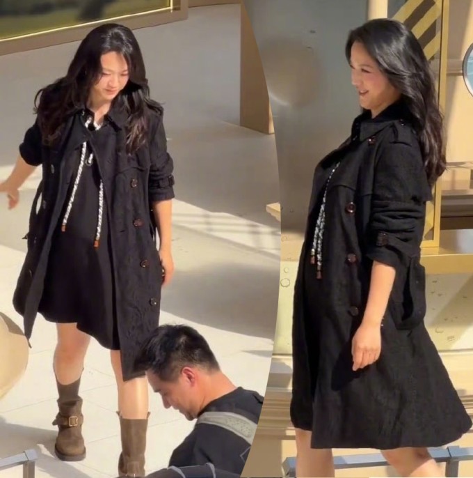 Thang Duy lộ diện với bụng bầu. Ảnh: Sina