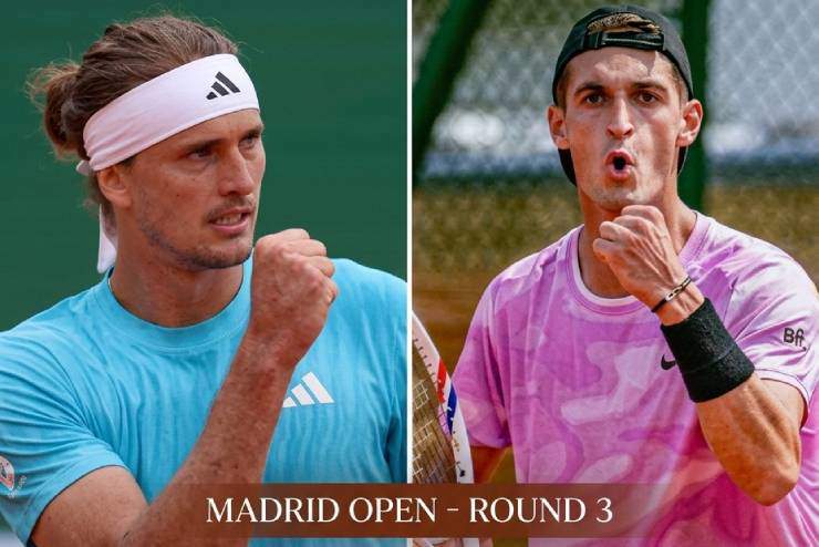 Zverev (bên trái) dự báo sẽ thắng&nbsp;Atmane (bên phải)&nbsp;để giành vé vòng 4 Madrid Open 2026