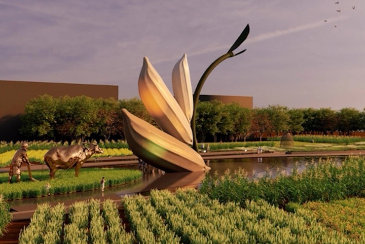 Biểu tượng ba hạt lúa cao 24 m ở miền Tây