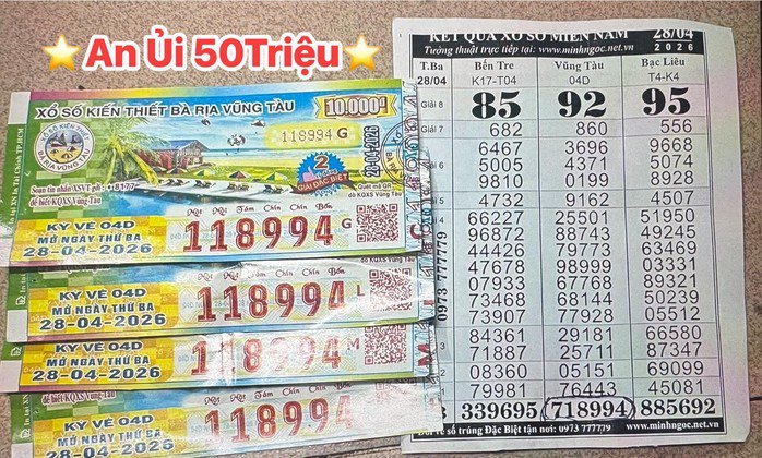 Giải an ủi của vé số Vũng Tàu trúng tại tỉnh Đồng Nai