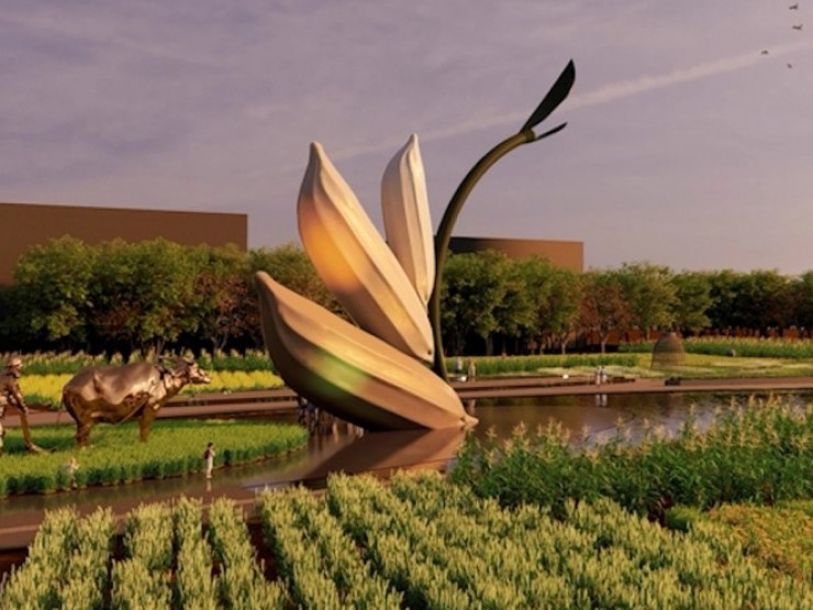 Biểu tượng ba hạt lúa cao 24 m ở miền Tây