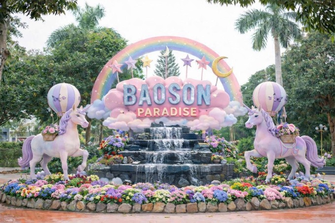 Công viên Thiên Đường Bảo Sơn đã trang trí xong các hạng mục chuẩn bị cho dịp nghỉ lễ. Ảnh: TĐBS