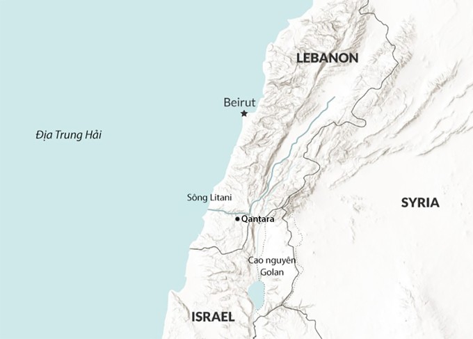 Vị trí thị trấn Qantara, Lebanon. Đồ họa: RANE