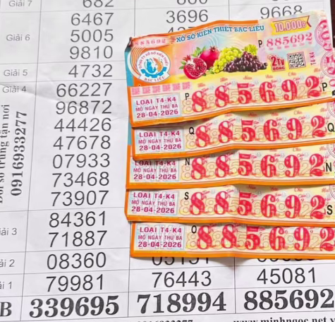 Giải độc đắc của vé số Bạc Liêu trúng tại tỉnh An Giang. Ảnh: ĐLVS Tấn Tài