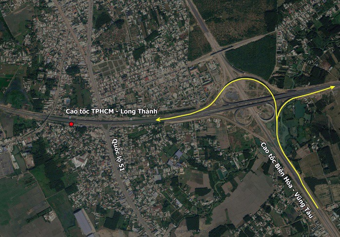 Lối ra khỏi cao tốc, hướng từ Vũng Tàu lên Đồng Nai