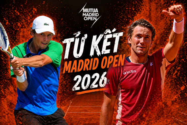Blockx (bên trái) sẽ phải chạm trán nhà đương kim vô địch Madrid Open,&nbsp;Ruud (bên phải)