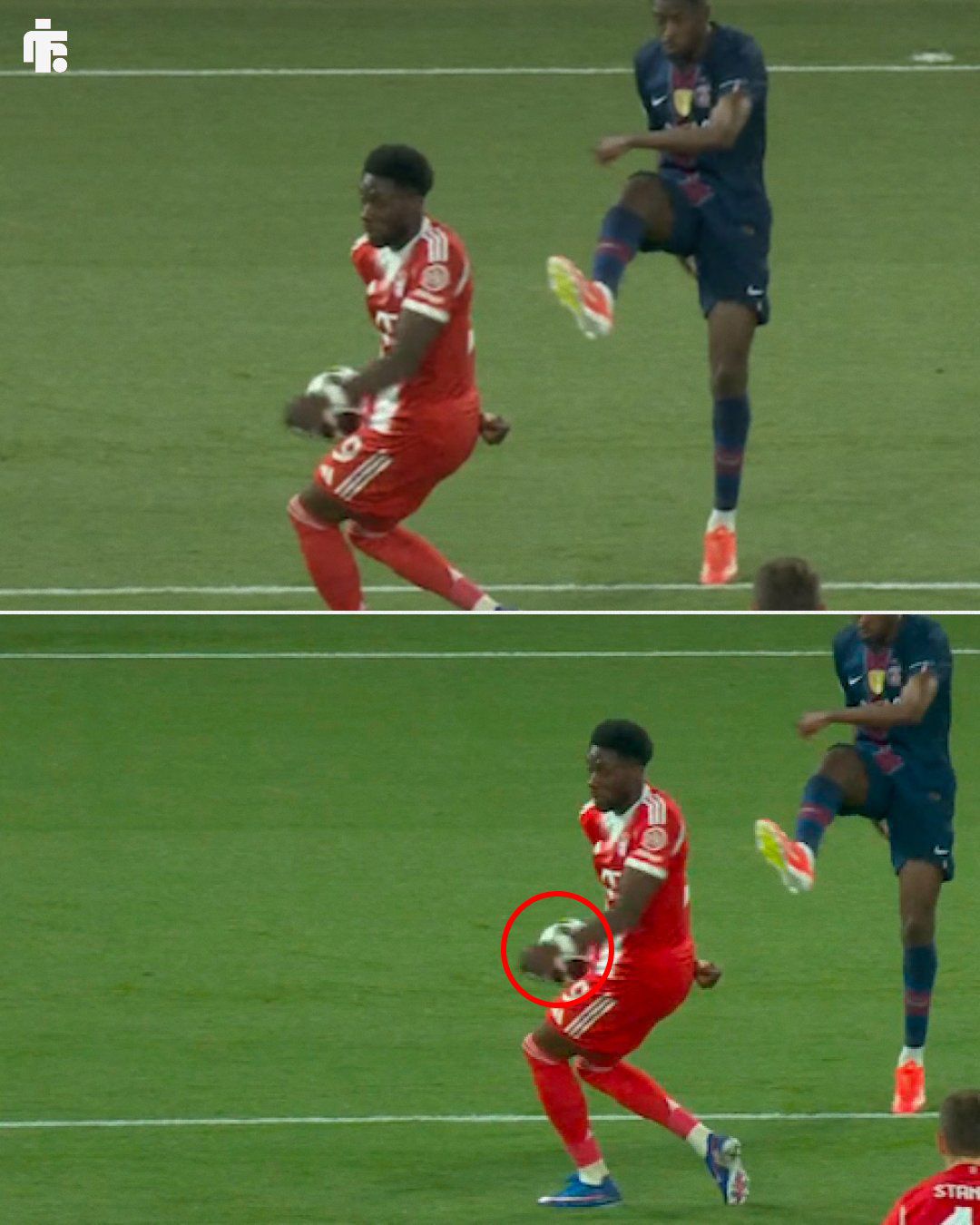 Tình huống gây tranh cãi trong trận đấu giữa PSG và Bayern Munich