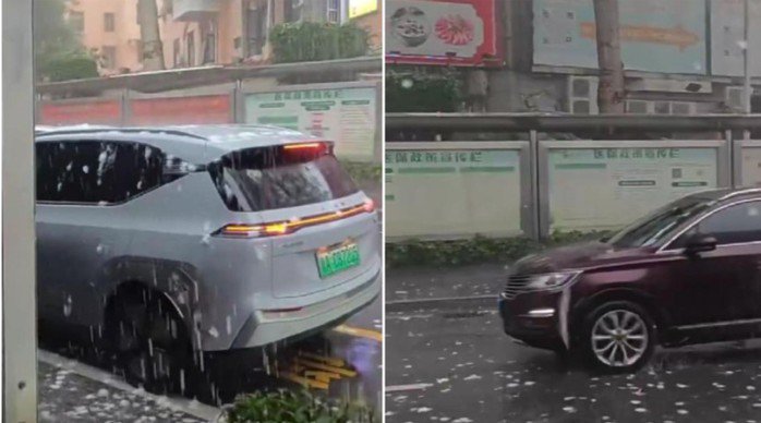 Ngày 28-4, khu vực nội thành Quảng Châu có tuyết rơi. Ảnh: NTDTV