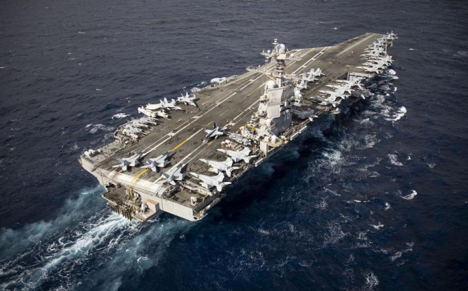 Tàu sân bay USS Gerald R. Ford trên đường tới Địa Trung Hải ngày 22/3. Ảnh: US Navy