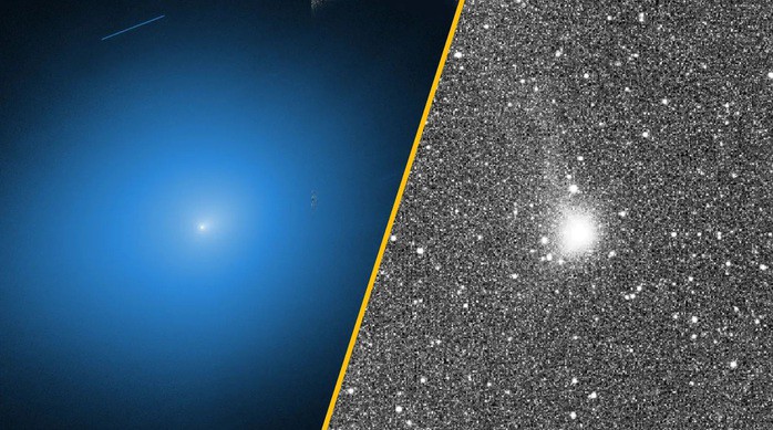 Vật thể liên sao kỳ thú 3I/ATLAS chụp bởi các kính viễn vọng không gian Hubble và Juice - Ảnh: NASA/ESA