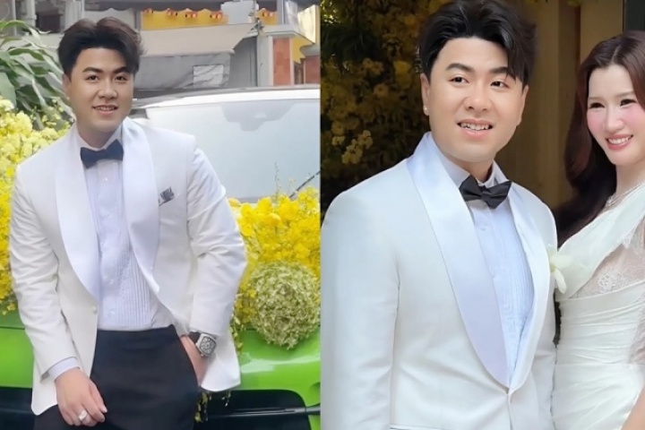 Akira Phan lái xế hộp 6 tỷ đồng đến rước vợ CEO trong đám hỏi