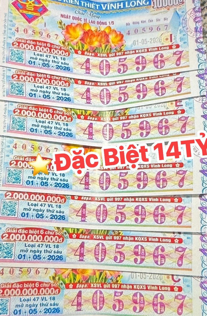 Giải độc đắc vé số Vĩnh Long trúng tại TPHCM. Ảnh: ĐLVS Thanh