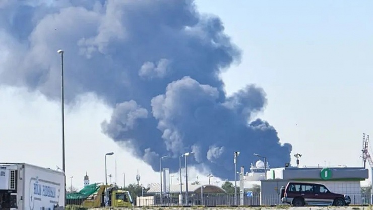 UAV Iran tấn công nhà máy lọc dầu Kuwait trong tháng 4/2026 để đáp trả Mỹ. Ảnh: Tawazone.