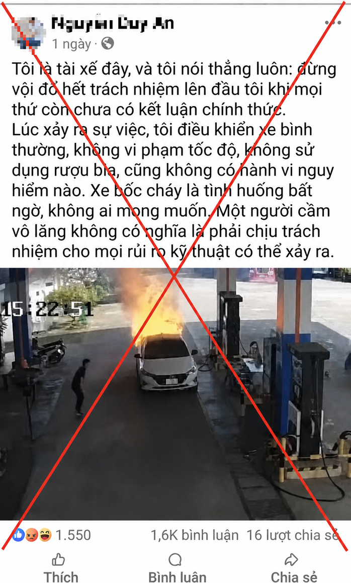 Bài viết từ tài khoản Facebook tự xưng "tôi là tài xế đây" nhiều khả năng là nick ảo