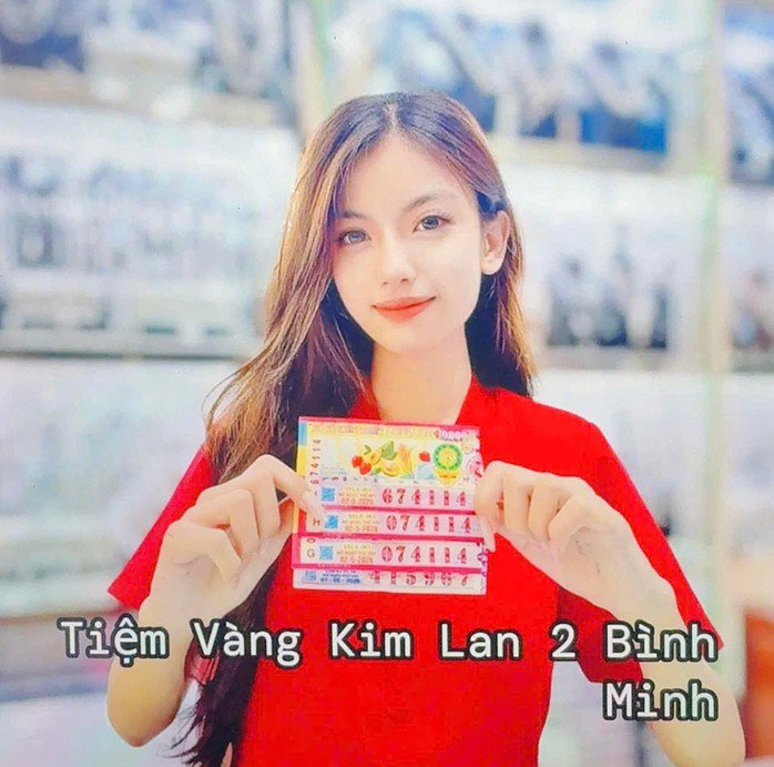 Giải an ủi của vé số Long An trúng tại tỉnh Vĩnh Long. Ảnh: Tiệm vàng Kim Lan 2