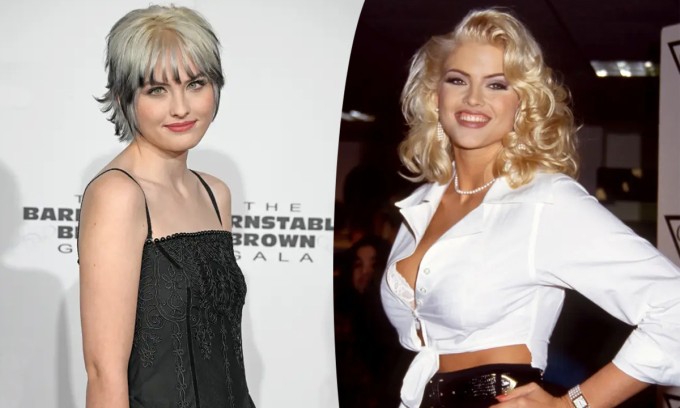 Dannielynn Birkhead (trái) - con gái của cố người mẫu Anna Nicole Smith (phải) - tại sự kiện hôm 2/5. Ảnh: Page Six