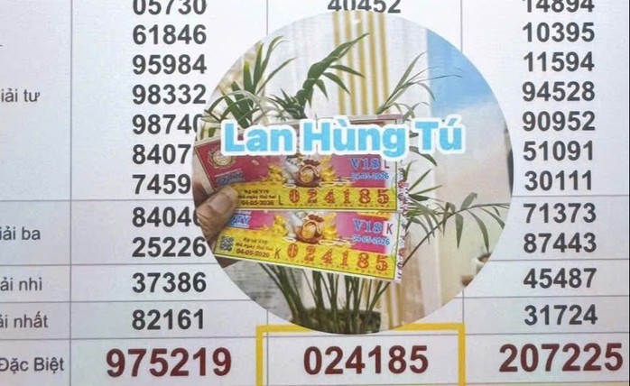 Giải độc đắc của vé số Đồng Tháp trúng tại tỉnh Tây Ninh. Ảnh: ĐLVS Lan Hùng Tú