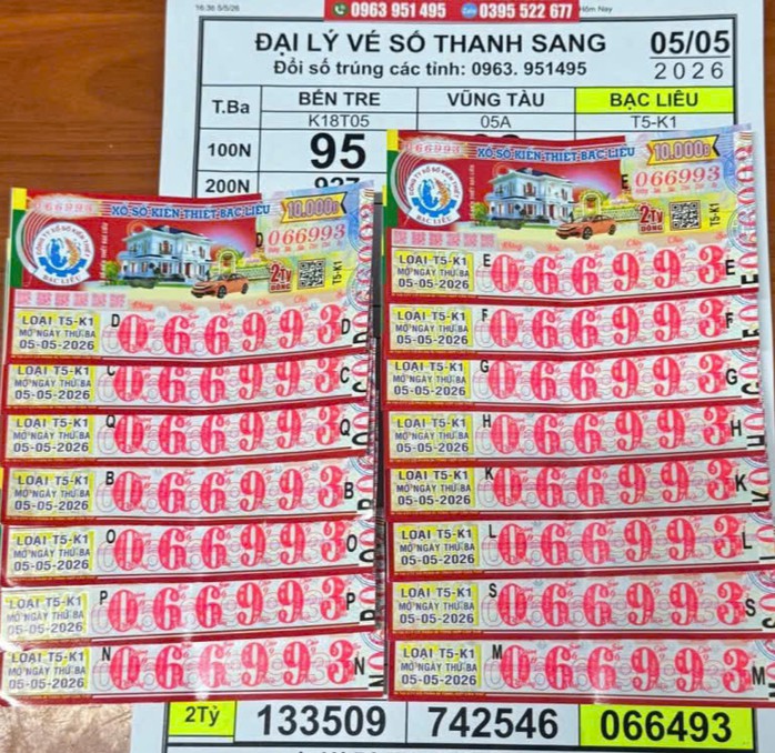 ĐGiải an ủi của vé số Bạc Liêu trúng tại TPHCM và tỉnh An Giang. Ảnh: ĐLVS Thanh Sang