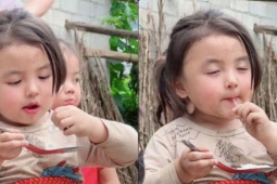 Vẻ thiên thần của em bé vùng cao khi mê mải ăn bún khiến dân mạng 'tan chảy'