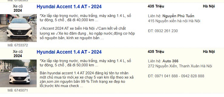 Accent 2024 đã qua sử dụng bán lại giá cao.&nbsp;