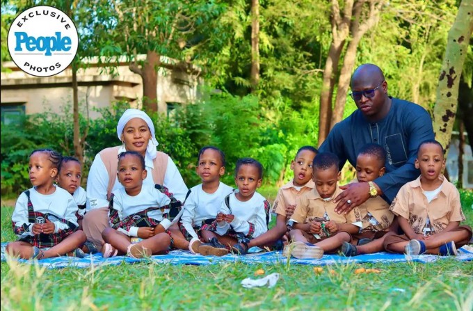 Vợ chồng Arby Halima Oumar Cissé bên các con. Ảnh: People